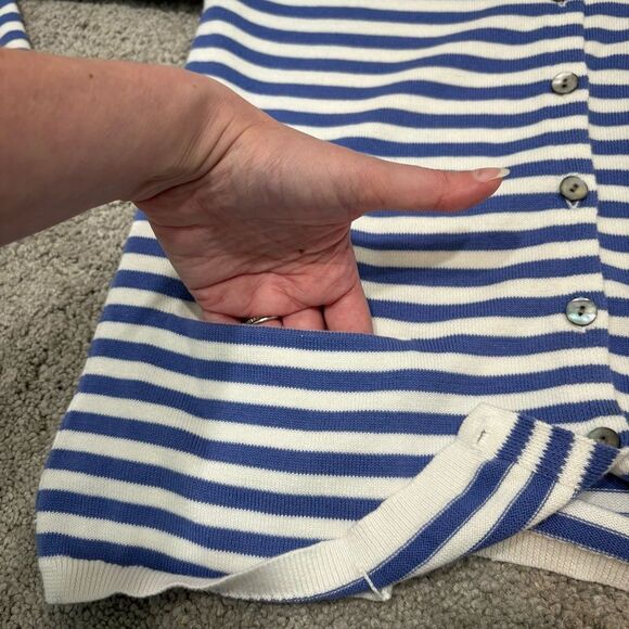 Gudrun Sjoden Blue and White Striped Cardigan Sweater Organic Cotton Size XS - Picture 5 of 12